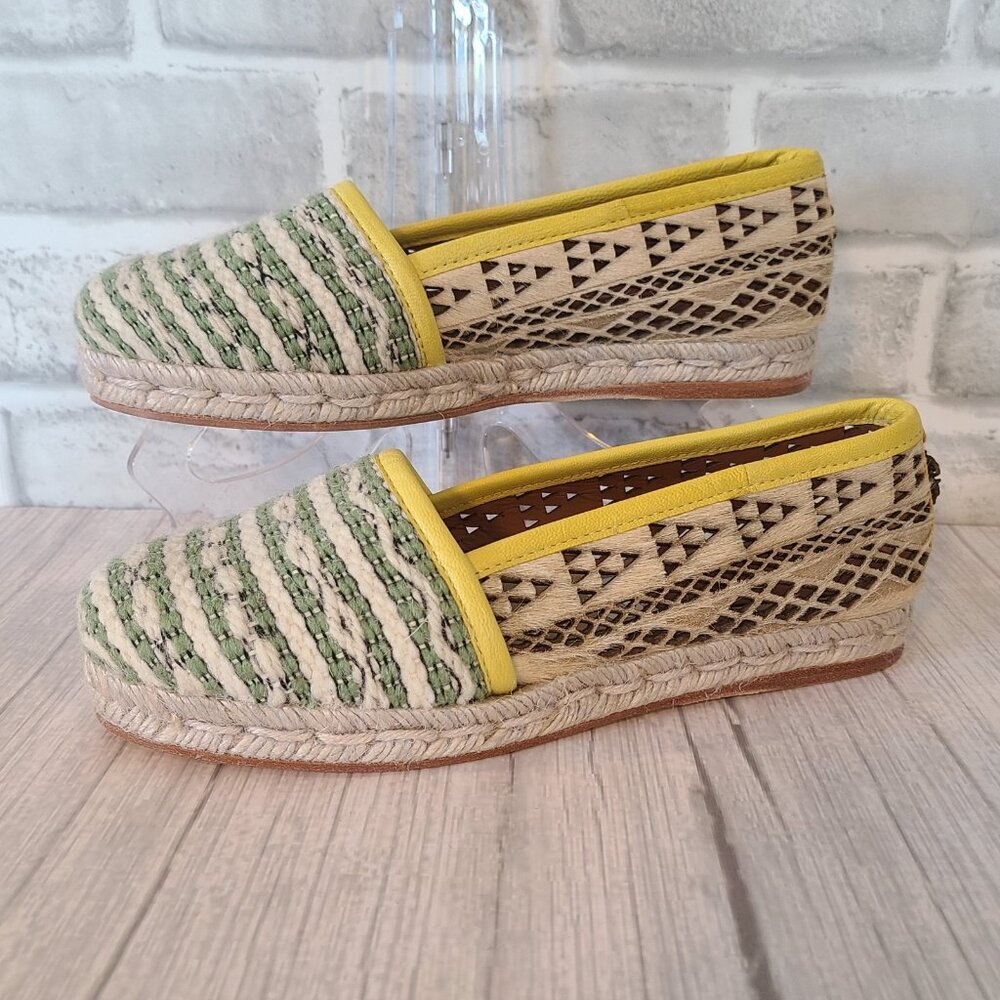 Cobra Society Molly Wool Leather Laser Cut Tapestry Espadrilles Shoes NEW 6.5
